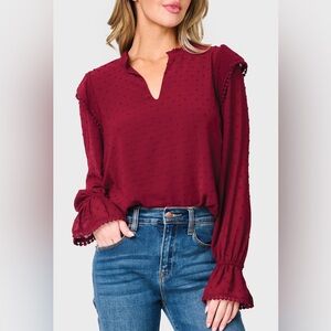 Gibsonlook Holly Ruffled Cuff Blouse NWT size XS